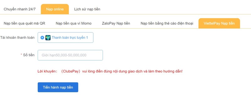 Đa dạng các phương thức nạp tiền 123B đơn giản