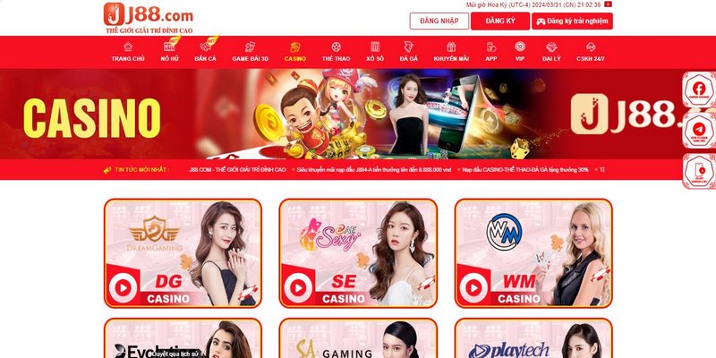 Casino J88 trực tuyến là sản phẩm cực kỳ nổi bật của nhà cái