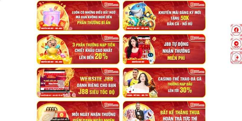 Casino trực tuyến của J88 được thiết kế với rất nhiều chương trình khuyến mãi hấp dẫn